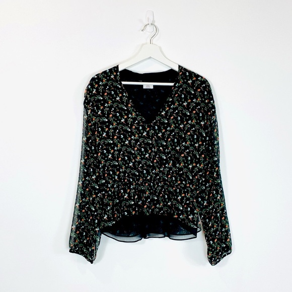Aritzia Little Moon Black Floral Blouse - Picture 1 of 4